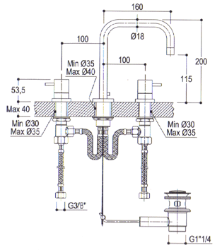 Ritmonio Diametrotrentacinque Bathroom Taps