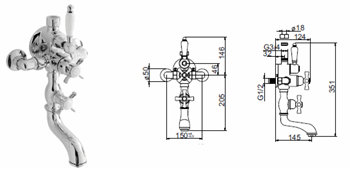 Bath&Bath Alden Traditional Shower Taps