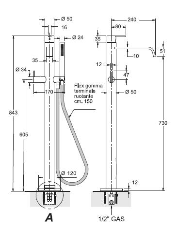 Antonio Lupi Bikappa Bathroom Shower Taps