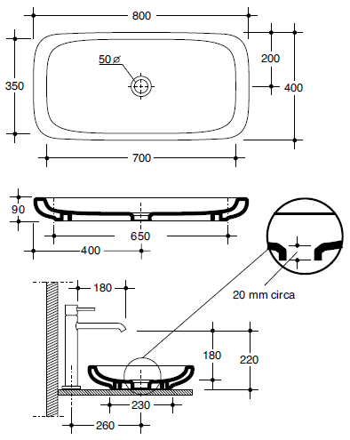 Master Ceramiche Platea Countertop Basins